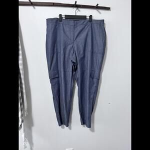 NWT Express Ankle Mid‎ Rise Blue Cargo Pants Women's size XL